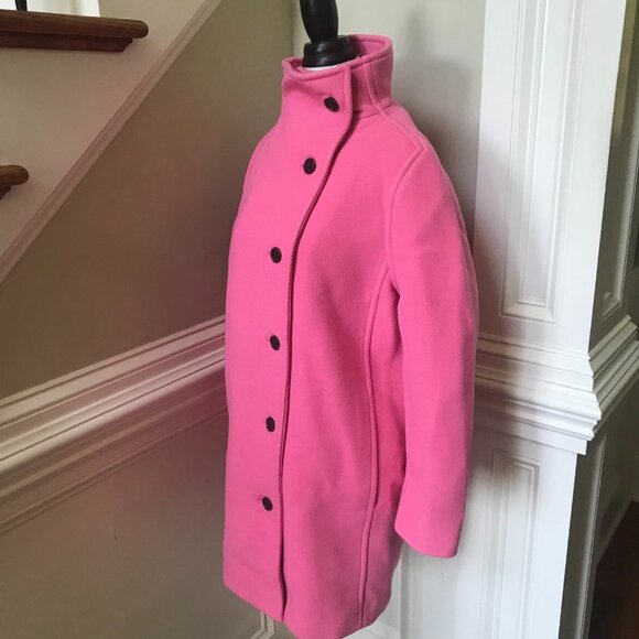 NWT JCREW Villa Coat Womens P 4 Pink Mid Length Stadium Cloth Wool Petite NEW - Picture 7 of 12
